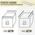 2Pack File Storage Organizer with 10 Hanging Folders & Plastic Slide, Collapsible Linen File Box with Lid for Office, Home, M