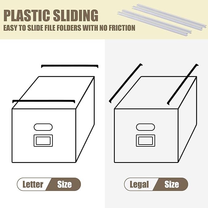 2Pack File Storage Organizer with 10 Hanging Folders & Plastic Slide, Collapsible Linen File Box with Lid for Office, Home, M