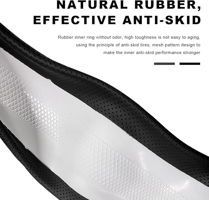 Car Breathable Steering Wheel Cover, Carbon Fiber Wear-Resistant D Shape Steering Wheel Protector for Comfy Grip, Universal N