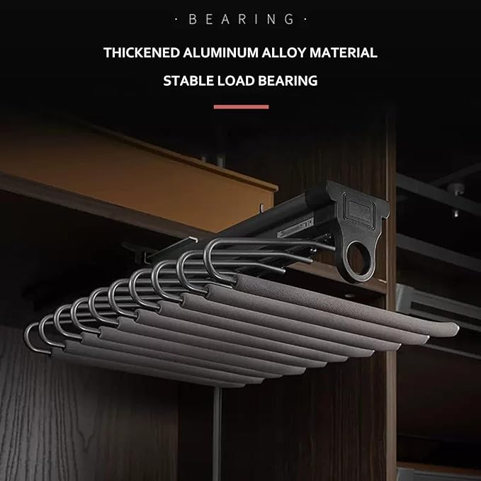 Pull Out Clothes Rail Extendable Pull Out Closet Rod - Wardrobe Pull-Out Trousers Rack, Heavy Duty Extendable Pull Out Closet