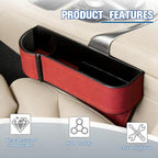Car Seat Gap Filler Organizer with Cup Holder Expander, Leather Console Seam Filler Storage Box, Auto Front Seat Gap Organizer for Phones Keys Glasses, Universal Fit (Wine Red Driver)