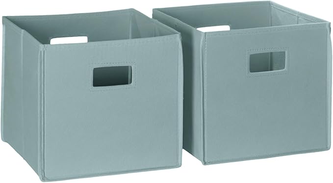 RiverRidge Kids 2pc Fabric Collapsible Storage Cube Organizers with Handles for Playroom Organization - Sea Green