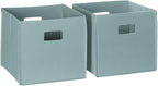 RiverRidge Kids 2pc Fabric Collapsible Storage Cube Organizers with Handles for Playroom Organization - Sea Green