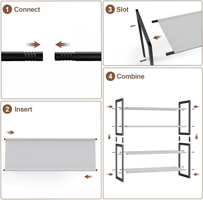 4-Tier Shoe Rack for Closet & Entryway, Stackable Shoe Organizer with Screw-Fastened Metal Frame, Less Wobble Design, Heel-Fr