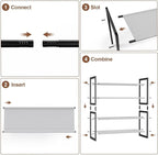 4-Tier Shoe Rack for Closet & Entryway, Stackable Shoe Organizer with Screw-Fastened Metal Frame, Less Wobble Design, Heel-Fr