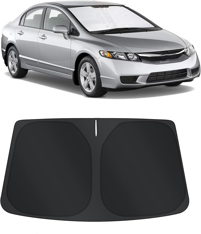 TINGLU Sun Shade for Honda Civic 2006-2011 Accessories Windshield Sun Shade Window Shade UV Rays Protection Sun Visor Cover with Steering Wheel Sunshade Storage Bag