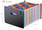 YXQ 36 Pockets Expanding File Folder, Large Capacity Portable Document Organizer A4 Letter Size Multicolored Accordion Filing
