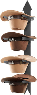 Cowboy Hat Rack, Cowboy Hat Holder Wall Mount Holds up to 4 Hats, Wooden Western Rustic Metal Cow boy Hat Hanger with Arrow S