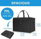JUNGYOON Heavy-Duty Insulated Grocery Bags & Insulated Bag – Collapsible Cooler Bag with Zippered Top