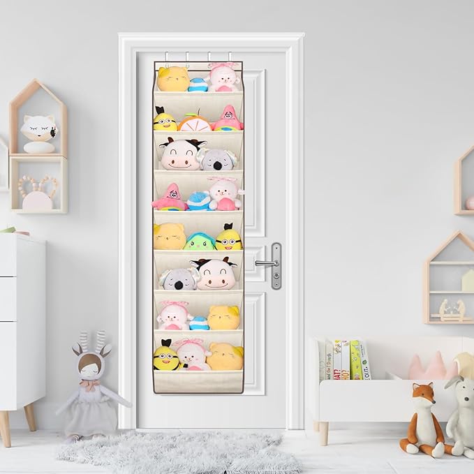 SLEEPING LAMB Over The Door Shoe Organizer for Closet with Large Deep Pockets, Narrow Shoe Rack for Door Hanging Boots Storag