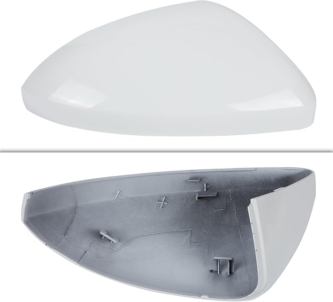 DERI Passenger Side Mirror Cap Compatible with Volkswagen Jetta 2019 2020 2021 2022 2023 2024 2025, Right Side Mirror Cover fit for VW Jetta US Version Without Turn Signals, Super white