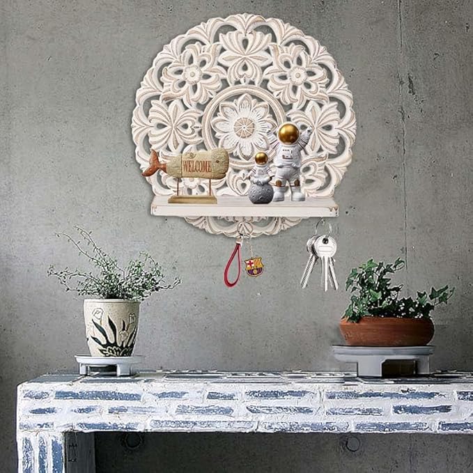 Farmhouse Vintage Key Holder Wall Decorative Key Hooks Home, Key Hanger for Wall Key Organizer Wall Mount, Hooks for Coats, D