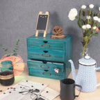 Wooden Storage Box with 4 Drawers Vintage Office Supplies and Accessories Letter Tray Wood Desktop School Supply Organizer Li
