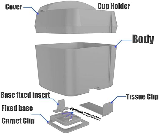 Modengzhe Black Plastic Car Trash Bin with Cup Holder, Multifunctional Extra Large Garbage Container Dustbin Storage Box