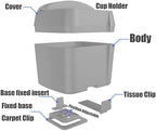 Modengzhe Black Plastic Car Trash Bin with Cup Holder, Multifunctional Extra Large Garbage Container Dustbin Storage Box