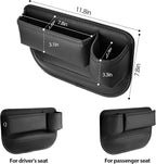 2 Pack Leather Car seat Gap Filler Organizers for Front Seat,Seat Gap Storage with Cup Holder and Storage Box for Phones,Keys,Glasses etc.Suitable for various car models (with cup holder)