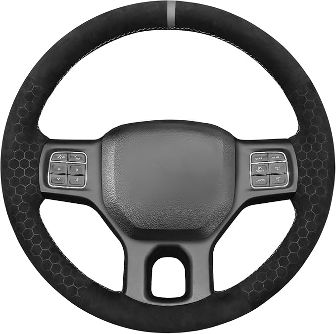 MEWANT Steering Wheel Covers for Dodge RAM 1500/1500 Classic / 2500/3500 / 5500 Hand-Stitched Genuine Leather ram Steering Wheel Wrap