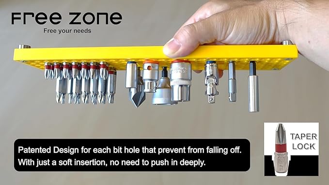 FREE ZONE Bit Organizer Set (Orange) – 158-Hole Bit Storage – 1/4" Hex Bits & Drive Bits Adapter Storage – Toolbox Storage (T