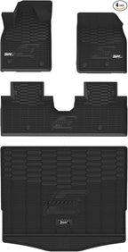 3W Floor Mats & Cargo Liner Fit for Ford Mustang Mach E 2021-2025 2026 TPE All Weather Custom Fit Floor Liner 1st 2nd Row and Trunk Mat Full Set Mats (Trunk Base Upper Only)