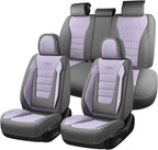 Coverado Car Seat Covers Full Set, Nappa Leather Seat Covers for Cars, Car Seat Protector Car Seat Cushion, Front and Back Se