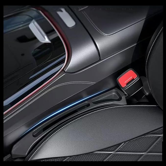 2-Pack Car Seat Gap Filler, Universal Car Seat Gap Filler Organizer, Seat Gap Plug, Multifunctional Seat Side Gap Filler with Organizer & Hook Function Seat & Console (Black)