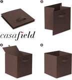Casafield Set of 6 Collapsible Fabric Cube Storage Bins, Brown - 11" Foldable Cloth Baskets for Shelves, Cubby Organizers & M
