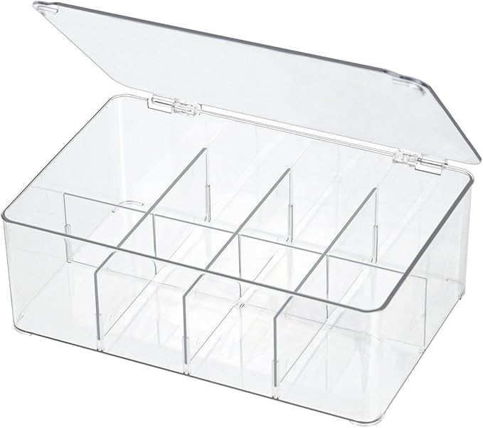 ZEXALOR Clear Tea Bag Organizer, Dresser Organizers Drawer Organzier Storage Container with Removable Dividers, Plastic Stora