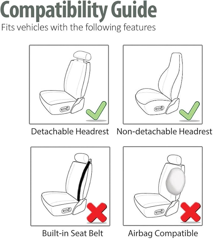 FH Group All Purpose Flat Cloth Car Seat Covers for Bucket Seats, 2 Piece Universal Fit, Washable Seat Covers for SUV, Sedan,