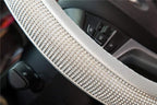 New Diamond Leather Steering Wheel Cover with Bling Bling Crystal Rhinestones, Universal Fit 15 Inch Car Wheel Protector for 