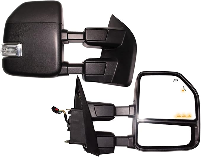 AERDM New towing mirror Black Housing with Temperature sensor fit Ford Super Duty F-250 F-350 F-450 F-550 2017 2018 2019 w/Blind Spot with arrow Lamp,Turn Signal, Puddle, Clearance and Auxiliary Lamp