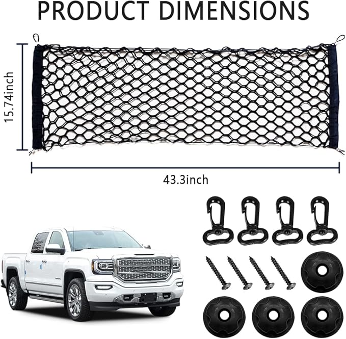Car Rear Cargo Net with Good Elasticity&Tensile Strength Trunk Net Organizer for SUV Truck,Ideal Car Net Keeps Overlanding