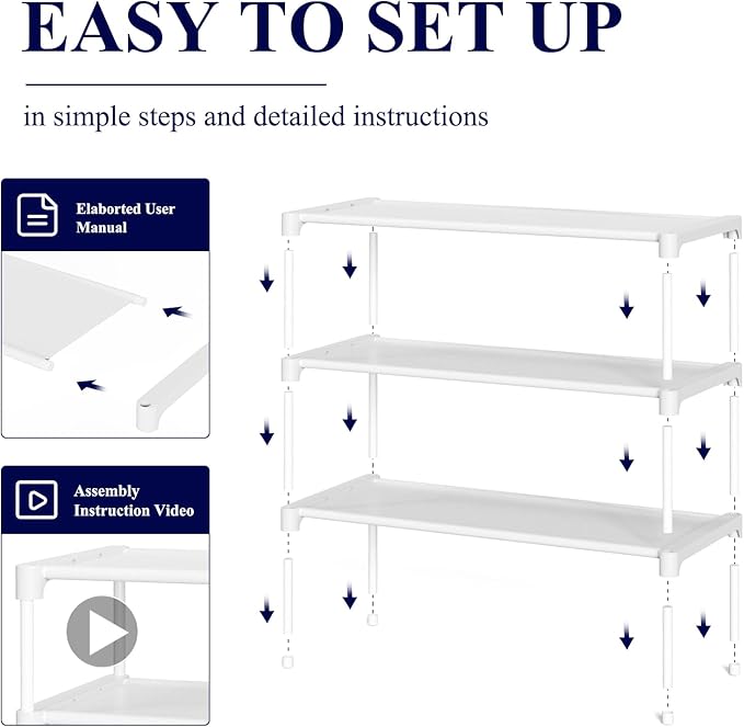 Kitsure Shoe Rack - Non-Woven Shoe Rack Shelf, Shoe Organizer for Closet, Entryway, Garage & Corridor, Stackable Shoe Shelves