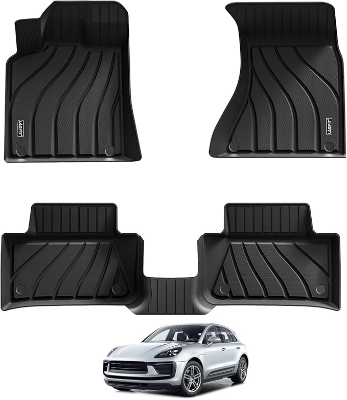 LASFIT Floor Mats for Porsche Macan 2014-2026 All Weather Floor Liner TPE Custom Fit Car Mats for Porsche Macan 1st & 2nd Row Rubber Mats, Black, Easy to Clean