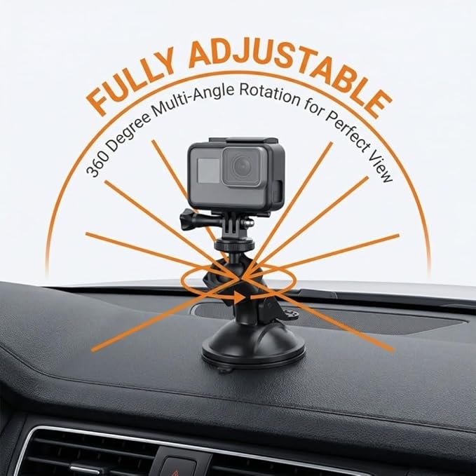 Universal Car Dash Cam Mount - Vacuum Suction Cup Holder with 4 Interchangeable Heads for GPS Navigation and Dashboard Recorder(Triadius Shape Heads)