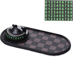 Car Dashboard Mat Kit: 360° Rotating Phone Holder, Parking Number Plate, Universal Anti-Slip Organizer Pad (Black)