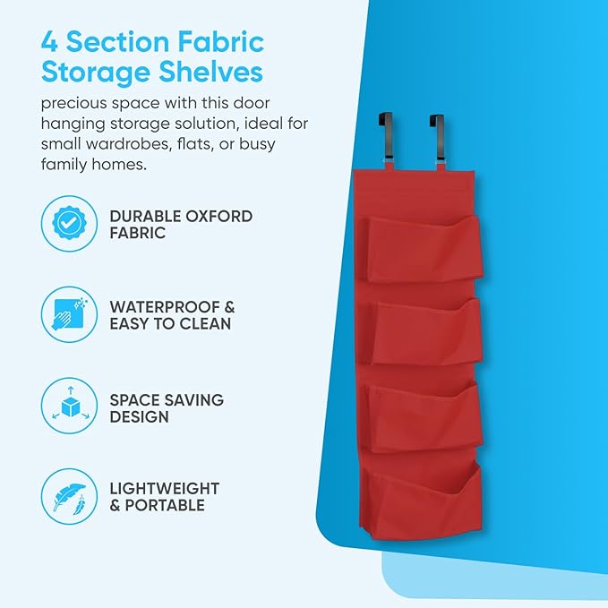 YNR Over Door Storage with 4 Pockets Strong and Durable, Hanging Wardrobe Storage Organiser Practical and Spacious, Hanging S