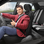 FH Group Car Seat Cover Full Set Striking Striped Gray Car Seat Covers with Front Seat Covers and Rear Split Bench Car Seat C