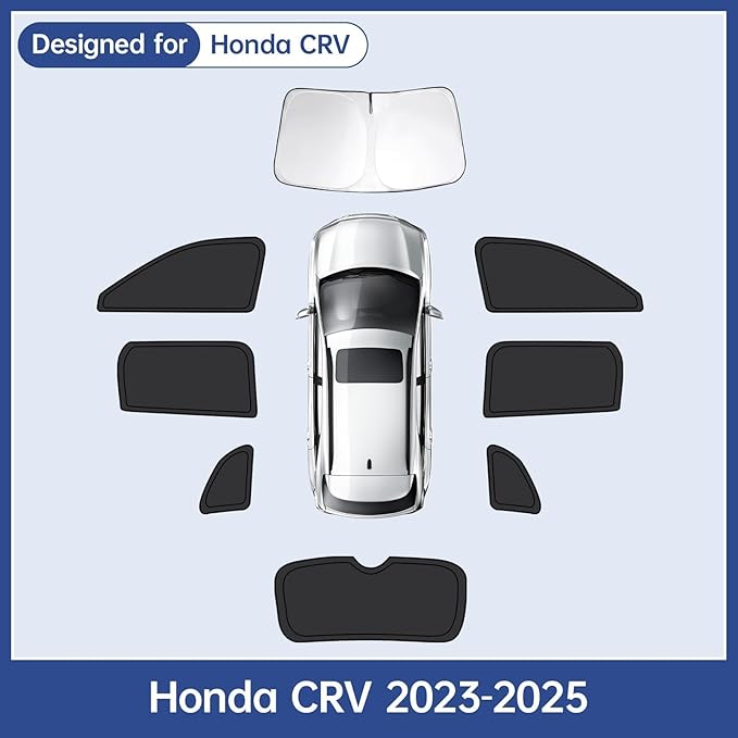 8pcs Car Window Shades for Honda CRV 2023 2024 2025, Full Car Window Covers for Privacy, Sunshades for CRV Front Rear Windshield Side Windows to Block UV and Protect Privacy