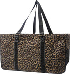 NGIL Extra Large Utility Tote Reusable Grocery Organizing Bag Oversized Collapsible for Storage, Picnic,Car, Beach (Leopard Print)