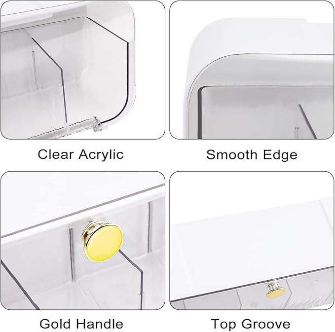 Socks Underwear Drawer Organizer, 5 Cell Compartments Acrylic Wall Mount Storage Boxes, Self-Adhesive Switchable Drawer Organ