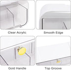 Socks Underwear Drawer Organizer, 5 Cell Compartments Acrylic Wall Mount Storage Boxes, Self-Adhesive Switchable Drawer Organ