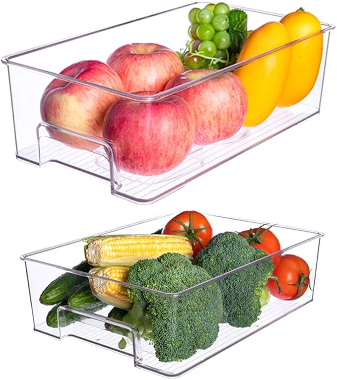 SANNO Vegetable Refrigerator Organizer Food Bins with lids Produce Saver Containers for Refrigerator, Food Fruit Vegetables s