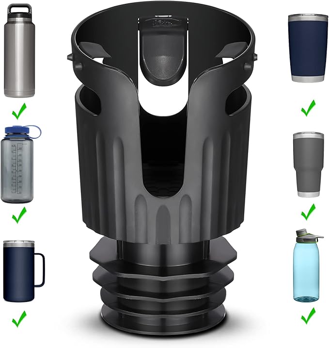 KEMIMOTO Large Car Cup Holder Expander Fits 8-40 OZ Bottles, Compatible with Hydro Flask 32/40oz, Yeti 20/26/30oz, Nalgene, Water Bottle Holder Adapter Fits Universal Vehicles, UTVs, Golf Carts, Truck
