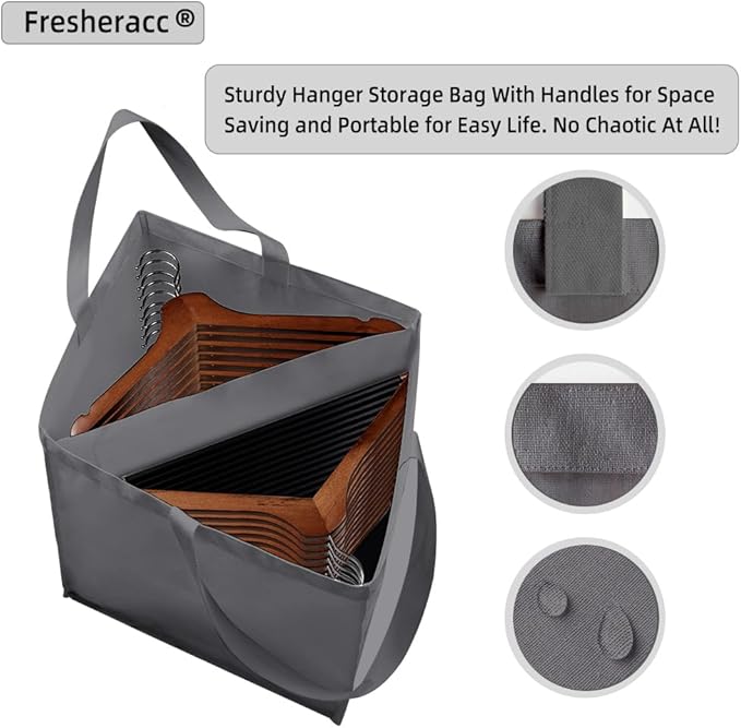 Clothes Hanger Organizer Holder for Space Saving, Fresheracc Hanger Triangle Storage Bag with Handles for Closet Tidier Laund