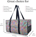 NGIL Extra Large Utility Tote Reusable Grocery Bag Oversized Collapsible for Groceries, Storage, Picnic, Beach (Floral-black)