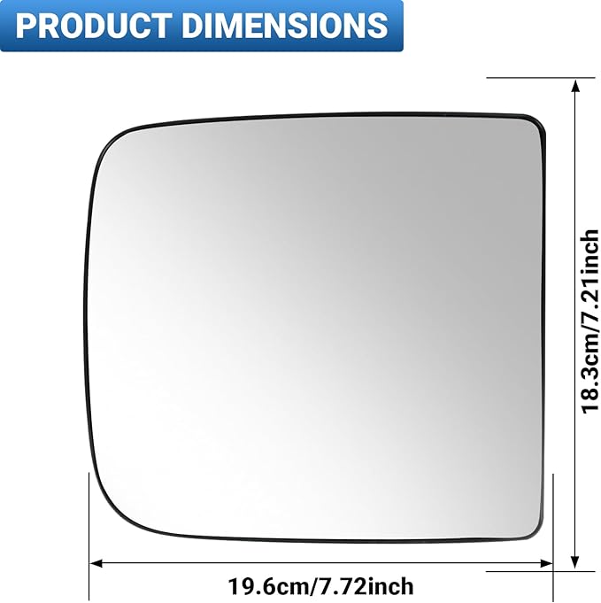 Passenger Right Side Mirror Glass Replacement, 3-Tab Backplate ONLY, Compatible with Dodge/Ram 2010-2020 1500 2500 3500 (Not for 4-Tab), Heated Convex Right Side 68067728AA 68067726AA