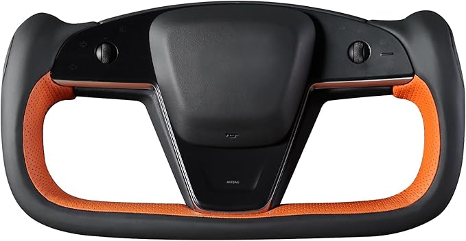 MEWANT Steering Wheel Cover for Yoke Style Steering Wheel for Tesla Model S 2021-2023 / Model X 2021-2023 Hand-Stitched Steering Wrap