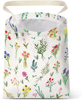 IRADA Car Trash Bag Hanging No Snap Small Garbage Bag for Car Back Seat Cute Printed One-Handed Strap Trash Bags Car Accessories-Wildflowers-White Car Trash Bags