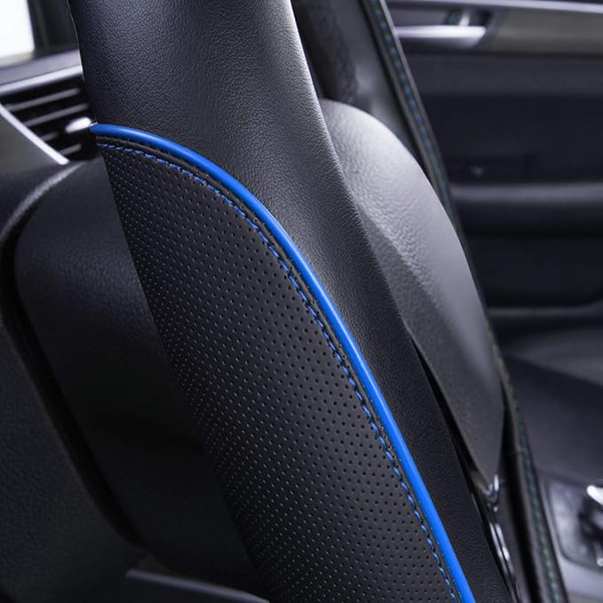 Car Pass Colour Piping Leather Universal Fit Steering Wheel Cover,Perfectly fit for 14.5-15 inches Suvs, Vans, Trucks, Sedans