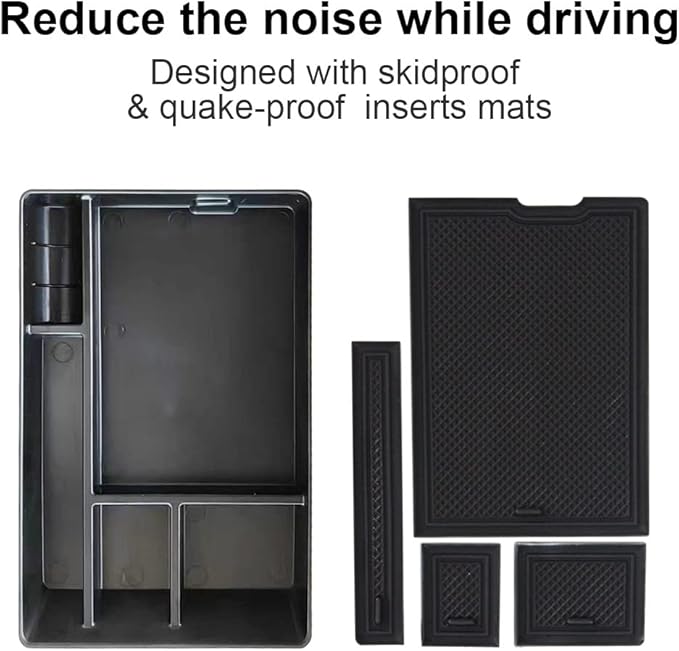 BestEvMod for Ioniq5 Armrest Storage Box Center Console Organizer Tray Interior Accessories with Rubber Black Trim Compatible with Hyundai Ioniq 5 2022-2026 Accessories(V1)